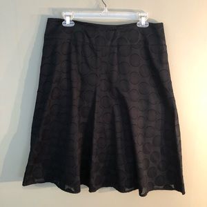 Black Larry Levine skirt w/black circle pattern